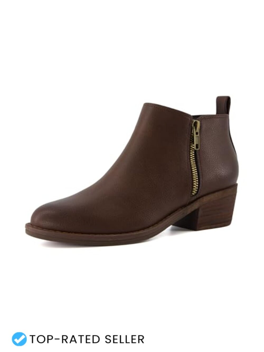 Textured Faux Leather Ankle Bootie with Memory Foam Zip Low Heel
